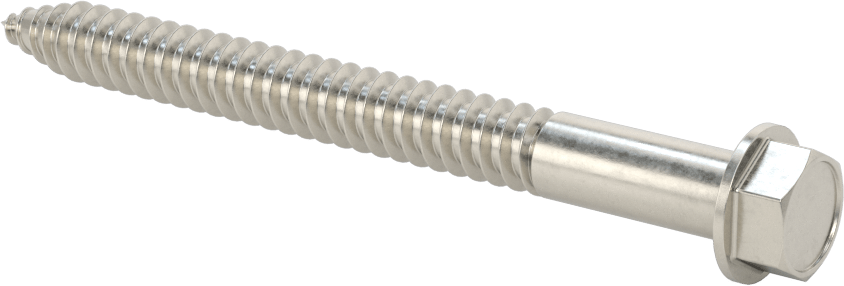 316 Paslanmaz Çelik Flanşlı Altıgen Başlı Ahşap Vida, 3/8" Vida Boyutu, 4" Uzunluk