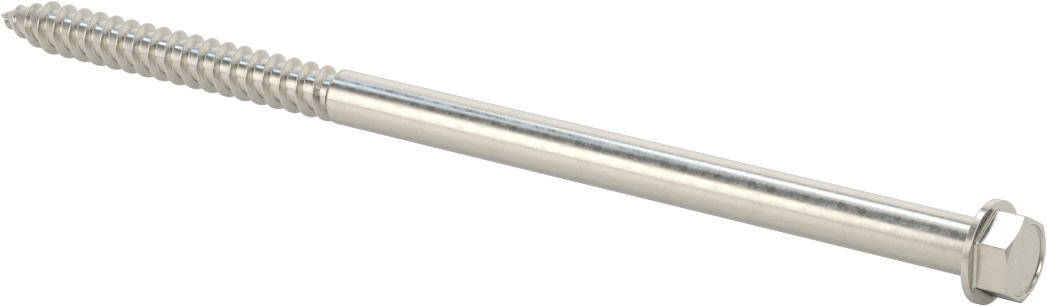 316 Paslanmaz Çelik Flanşlı Altıgen Başlı Ahşap Vida, 3/8" Vida Boyutu, 8" Uzunluk