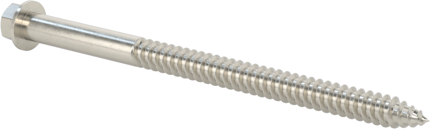 316 Paslanmaz Çelik Flanşlı Altıgen Başlı Ahşap Vida, 1/4" Boyut, 4" Uzunluk
