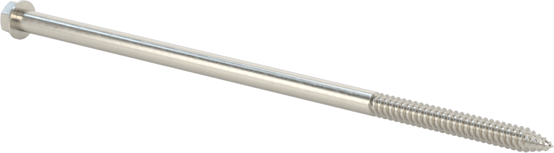 316 Paslanmaz Çelik Flanşlı Altıgen Başlı Ahşap Vida, 3/8" Boyut, 10" Uzunluk