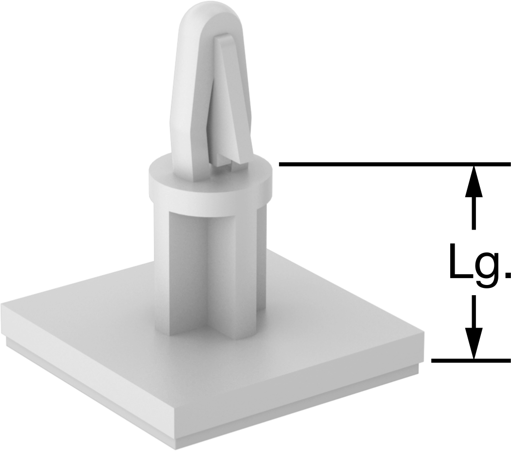 Yapıştırıcı Takılabilir Ayırıcılar, Naylon 6/6 Plastik, 12 mm Uzunluk, 4 mm delik çapı için