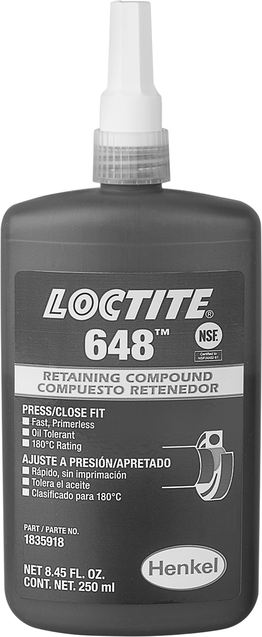 Sabitleme Bileşiği, Yağlı Sıkı Geçen Parçalar için, Loctite® 648, 8.45 FL oz