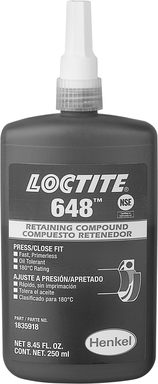 Sabitleme Bileşiği, Yağlı Sıkı Geçen Parçalar için, Loctite® 648, 8.45 FL oz