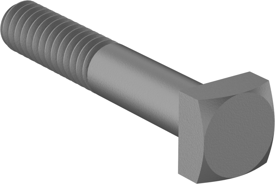 Düşük Mukavemetli ASTM A Sınıfı Çelik Kare Başlı Vida, 1/4"-20 Diş Boyutu, 1-1/2" Uzunluk
