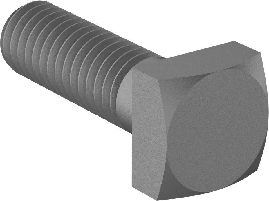Düşük Mukavemetli ASTM A Sınıfı Çelik Kare Başlı Vida, 3/8"-16 Diş Boyutu, 1-1/4" Uzunluk