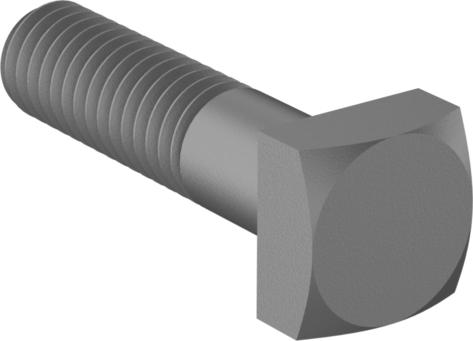 Düşük Mukavemetli ASTM A Sınıfı Çelik Kare Başlı Vida, 3/8"-16 Diş Boyutu, 1-1/2" Uzunluk