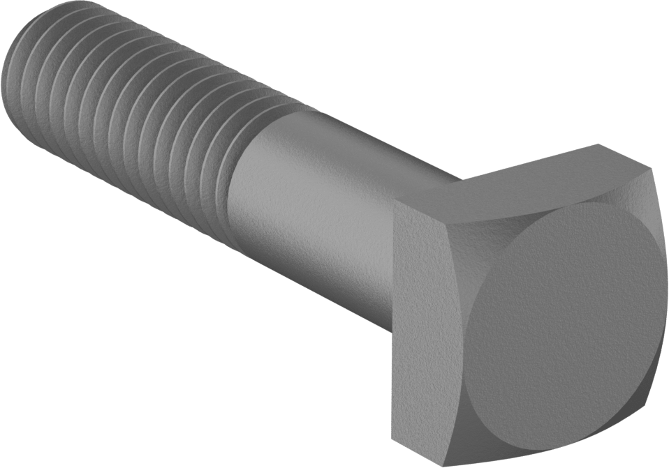 Düşük Mukavemetli ASTM A Sınıfı Çelik Kare Başlı Vida, 3/8"-16 Diş Boyutu, 1-3/4" Uzunluk