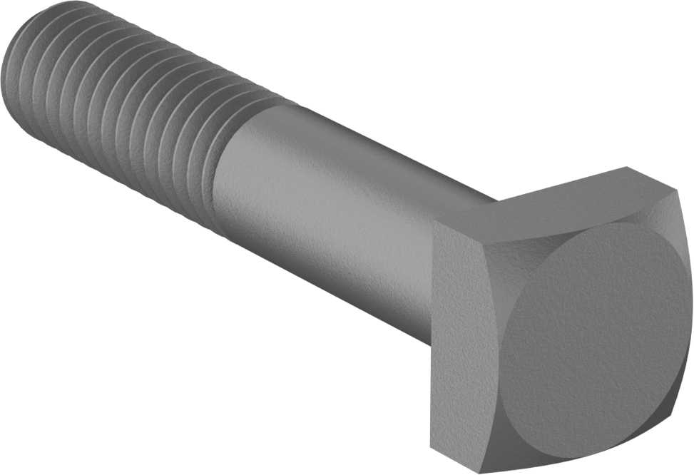 Düşük Mukavemetli ASTM A Sınıfı Çelik Kare Başlı Vida, 3/8"-16 Diş Boyutu, 2" Uzunluk