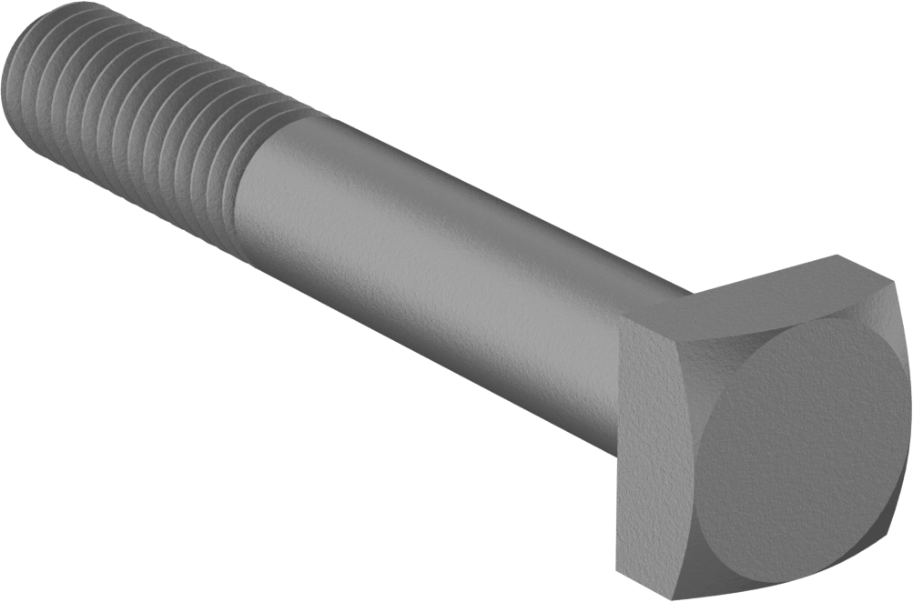 Düşük Mukavemetli ASTM A Sınıfı Çelik Kare Başlı Vida, 3/8"-16 Diş Boyutu, 2-1/2" Uzunluk