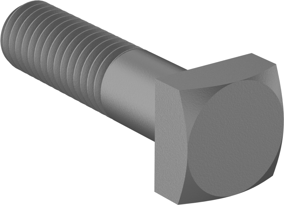 Düşük Mukavemetli ASTM A Sınıfı Çelik Kare Başlı Vida, 1/2"-13 Diş Boyutu, 2" Uzunluk