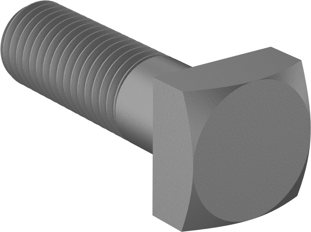 Düşük Mukavemetli ASTM A Sınıfı Çelik Kare Başlı Vida, 3/4"-10 Diş Boyutu, 2-1/2" Uzunluk