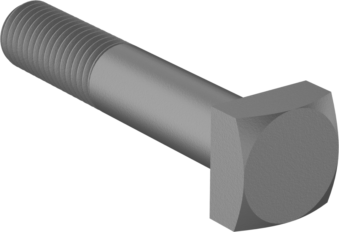 Düşük Mukavemetli ASTM A Sınıfı Çelik Kare Başlı Vida, 3/4"-10 Diş Boyutu, 4" Uzunluk