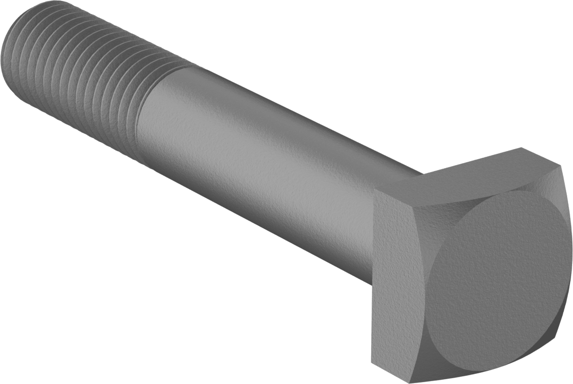 Düşük Mukavemetli ASTM A Sınıfı Çelik Kare Başlı Vida, 3/4"-10 Diş Boyutu, 4-1/2" Uzunluk