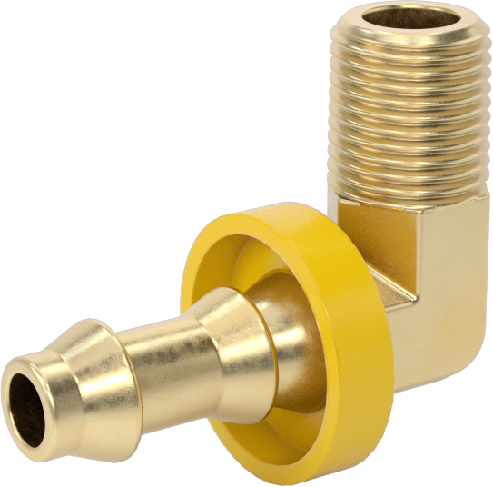 Hava ve Su için Pirinç Takmalı Hortum Bağlantısı, Dirsek, 1/4" Hortum İç Çapı, 1/8 NPTF Erkek Uç