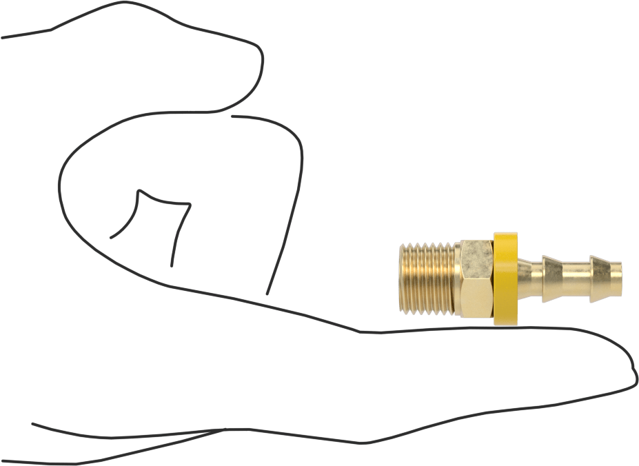 Hava ve Su için Pirinç Takmalı Hortum Bağlantısı, Düz, 1/4" Hortum İç Çapı, 1/4 NPTF Erkek Uç