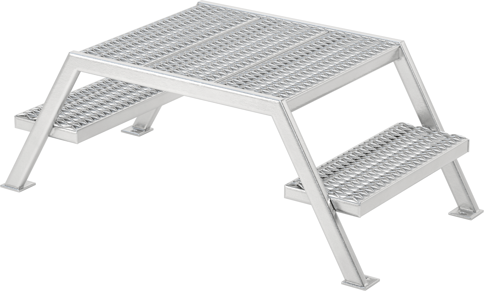 Alçak Çapraz Merdivenler, Alüminyum, 1'7“ Yükseklik x 26-1/2” Genişlik x 4'3" Toplam Yükseklik