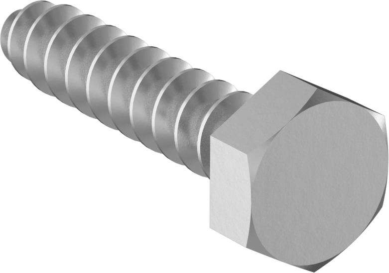 Çinko Kaplı Çelik Altıgen Başlı Ahşap Vida, 1/4" Vida Boyutu, 1-1/4" Uzunluk