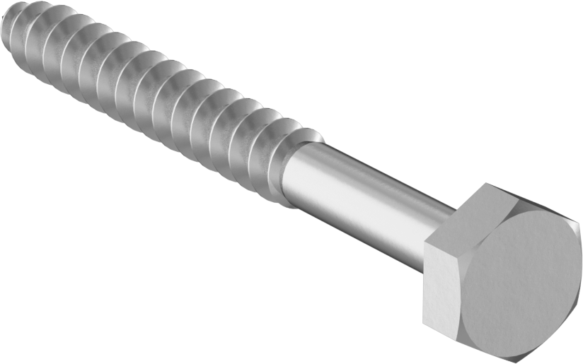 Çinko Kaplı Çelik Altıgen Başlı Ahşap Vida, 1/4" Vida Boyutu, 2-1/2" Uzunluk