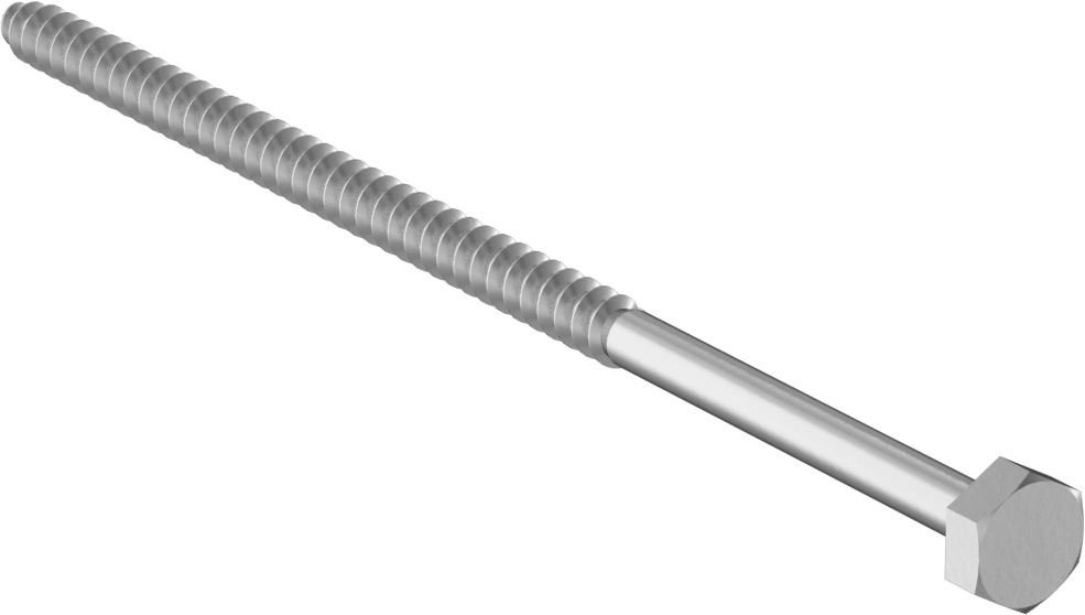Çinko Kaplı Çelik Altıgen Başlı Ahşap Vida, 1/4" Vida Boyutu, 6 inç Uzunluk