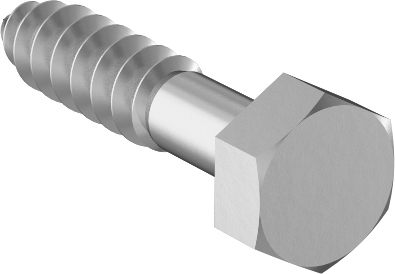 Çinko Kaplı Çelik Altıgen Başlı Ahşap Vida, 5/16" Vida Boyutu, 1-1/2" Uzunluk