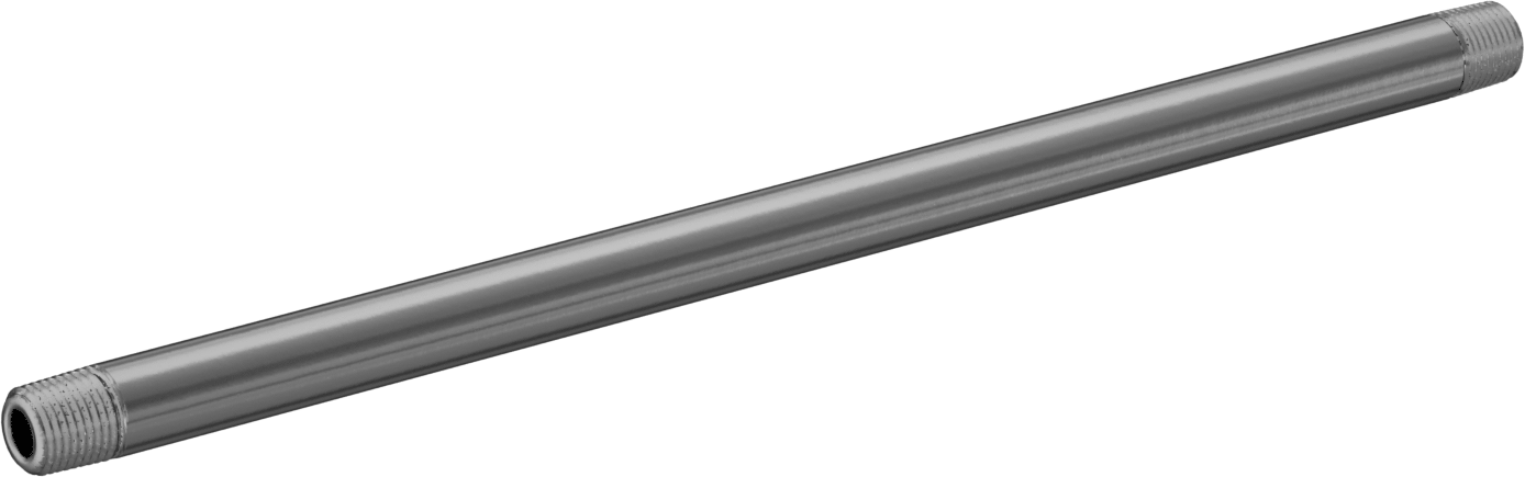Kalın Cidarlı Pirinç Dişli Boru Nipeli, Her İki Ucu Dişli, 1/8 NPT, 8" Uzunluk