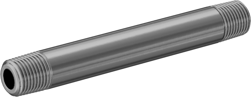 Kalın Cidarlı Pirinç Dişli Boru Nipeli, Her İki Ucu Dişli, 1/8 NPT, 3" Uzunluk