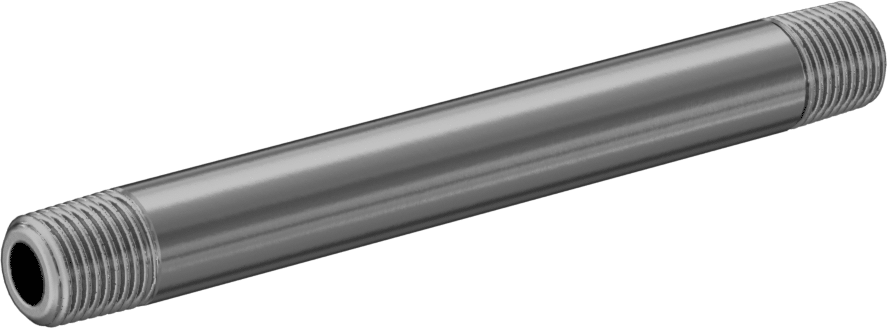 Kalın Cidarlı Pirinç Dişli Boru Nipeli, Her İki Ucu Dişli, 1/8 NPT, 3-1/2" Uzunluk