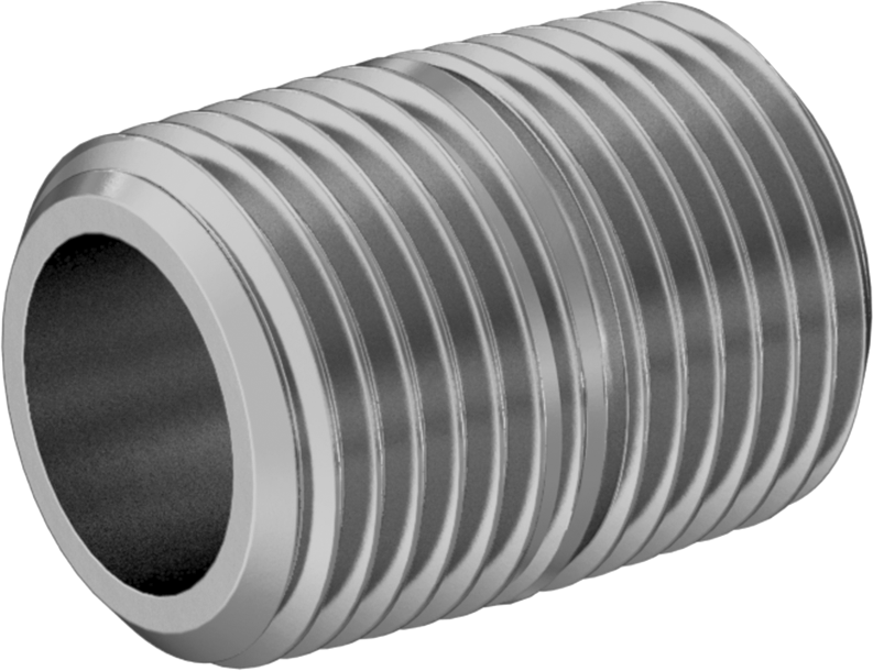 Kalın Cidarlı Pirinç Dişli Boru Nipeli, Tam Dişli, 1/2 NPT, 1-1/8" Uzunluk