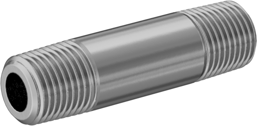 Kalın Cidarlı Pirinç Dişli Boru Nipeli, Her İki Ucu Dişli, 1/8 NPT, 1-1/2" Uzunluk