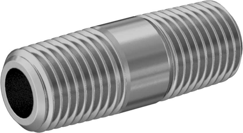 Kalın Cidarlı Pirinç Dişli Boru Nipeli, Her İki Ucu Dişli, 1/4 NPT, 1-1/2" Uzunluk
