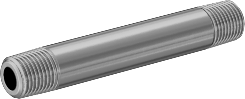 Kalın Cidarlı Pirinç Dişli Boru Nipeli, Her İki Ucu Dişli, 1/8 NPT, 2-1/2" Uzunluk