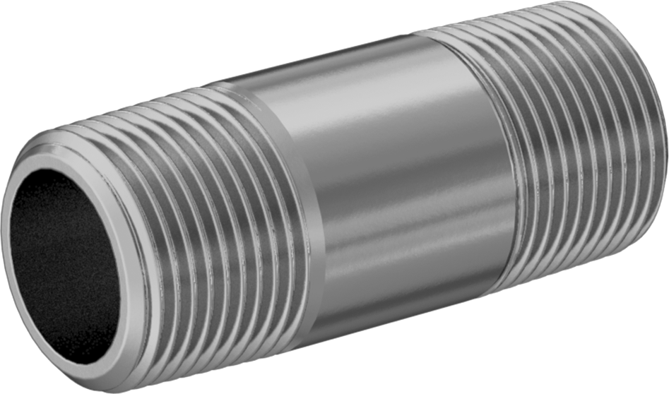 Kalın Cidarlı Pirinç Dişli Boru Nipeli, Her İki Ucu Dişli, 3/4 NPT, 2-1/2" Uzunluk