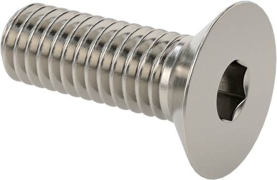 Sol Dişli 18-8 Paslanmaz Çelik Altıgen Soketli Düz Başlı Vida, M4 x 0,7 mm Diş Boyutu, 12 mm Uzunluk