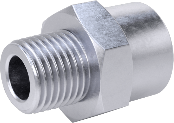 Yüksek Basınçlı Nikel Kaplı Pirinç Boru Bağlantı Parçası, Adaptör, 1/8 BSPT Dişi x 1/8 BSPT Erkek, 13/16" Uzunluk