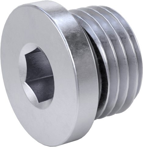 Yüksek Basınçlı Nikel Kaplı Pirinç Boru Bağlantı Parçası, Altıgen Tahrikli Tıkaç, Floroelastomer O-Ring, 1/4 BSPP