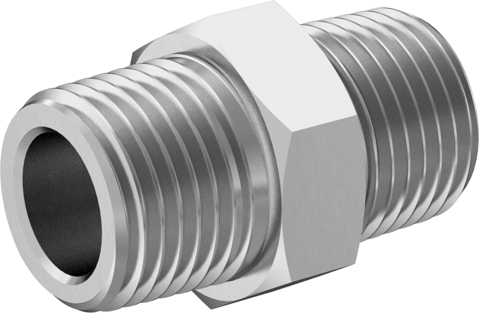 Yüksek Basınçlı Nikel Kaplı Pirinç Boru Bağlantı Parçası, Tam Dişli Boru Nipeli, 1/8 BSPT, 3/4" Uzunluk