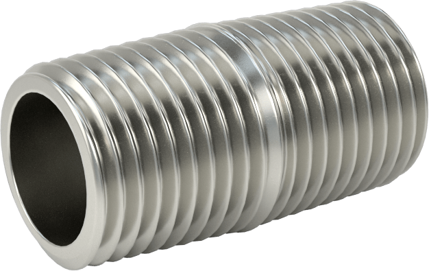 Yüksek Basınçlı Nikel Kaplı Pirinç Boru Bağlantı Parçası, Tam Dişli Nipple, 1/8 NPT, 3/4" Uzunluk