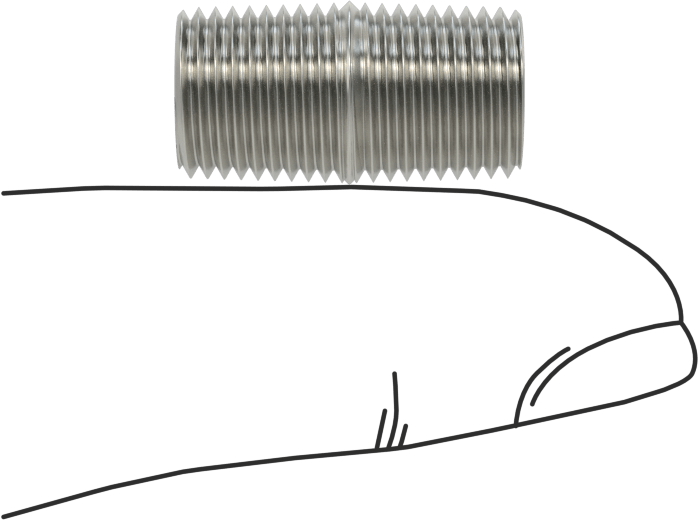 Yüksek Basınçlı Nikel Kaplı Pirinç Boru Bağlantı Parçası, Tam Dişli Nipple, 1/8 NPT, 3/4" Uzunluk