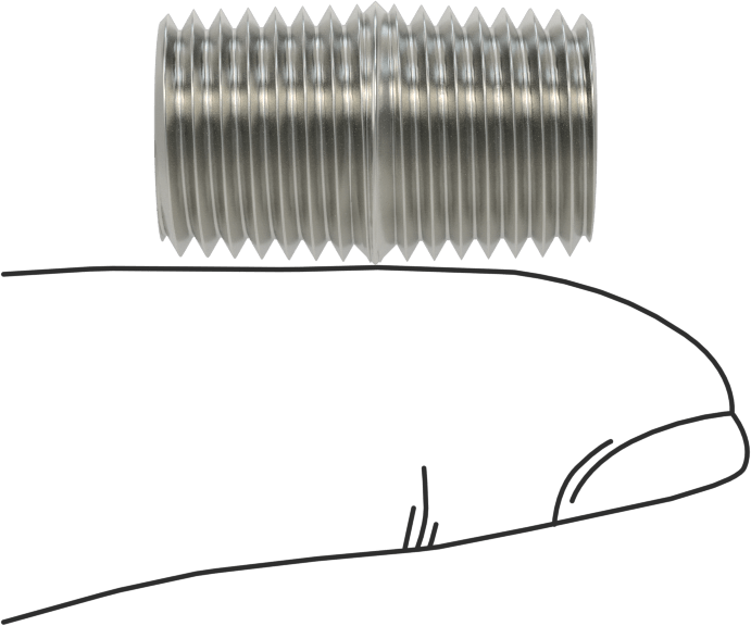 Yüksek Basınçlı Nikel Kaplı Pirinç Boru Bağlantı Parçası, Tam Dişli Nipple, 1/4 NPT, 7/8" Uzunluk