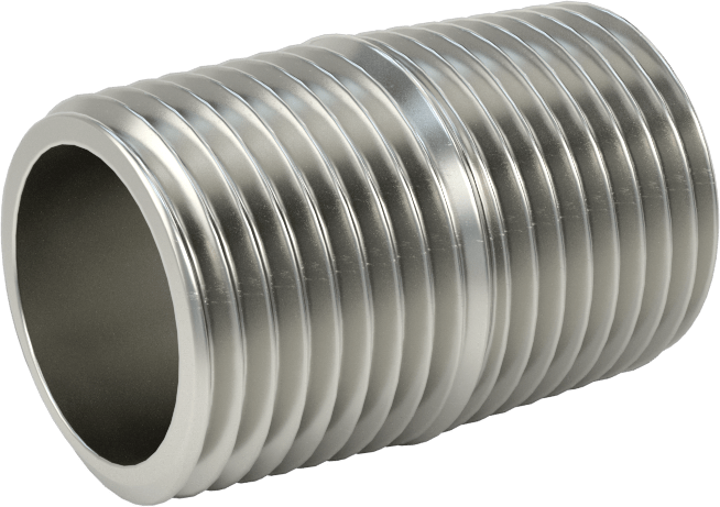 Yüksek Basınçlı Nikel Kaplı Pirinç Boru Bağlantı Parçası, Tam Dişli Nipple, 3/8 NPT, 1" Uzunluk