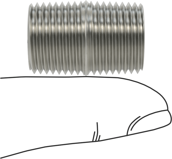 Yüksek Basınçlı Nikel Kaplı Pirinç Boru Bağlantı Parçası, Tam Dişli Nipple, 3/8 NPT, 1" Uzunluk