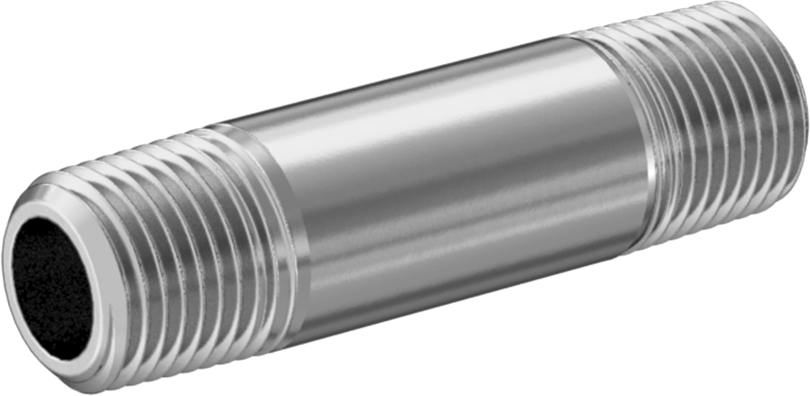 Yüksek Basınçlı Nikel Kaplı Pirinç Boru Bağlantı Parçası, Nipple, Her İki Ucu Dişli, 1/8 Boru Boyutu, 1-1/2" Uzunluk