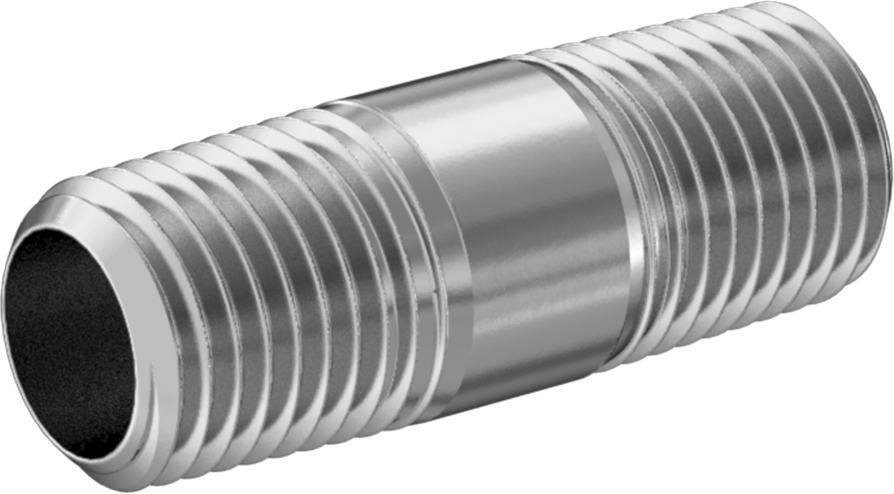 Yüksek Basınçlı Nikel Kaplı Pirinç Boru Bağlantı Parçası, Nipple, Her İki Ucu Dişli, 1/4 Boru Boyutu, 1-1/2" Uzunluk