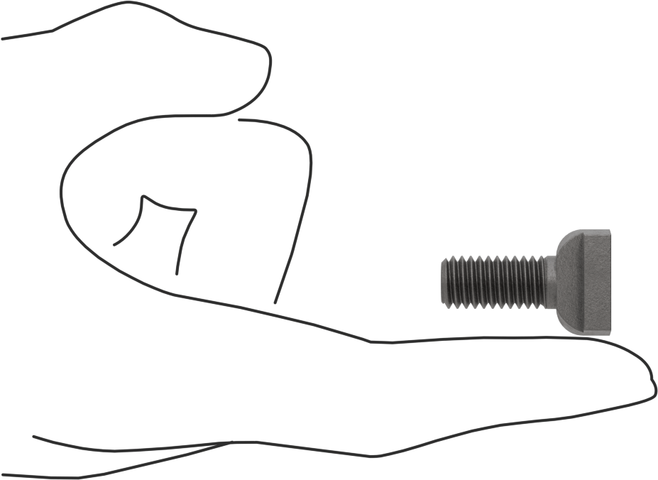 Çelik İşlenmiş Boyunlu T-Yivli Cıvata, 3/8" Geniş Yivli, 1" Uzunluk, 3/8"-16 Diş Boyutu