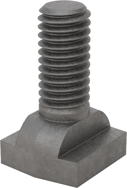 Çelik İşlenmiş Boyunlu T-Yivli Cıvata, 3/8" Geniş Yivli, 1" Uzunluk, 3/8"-16 Diş Boyutu
