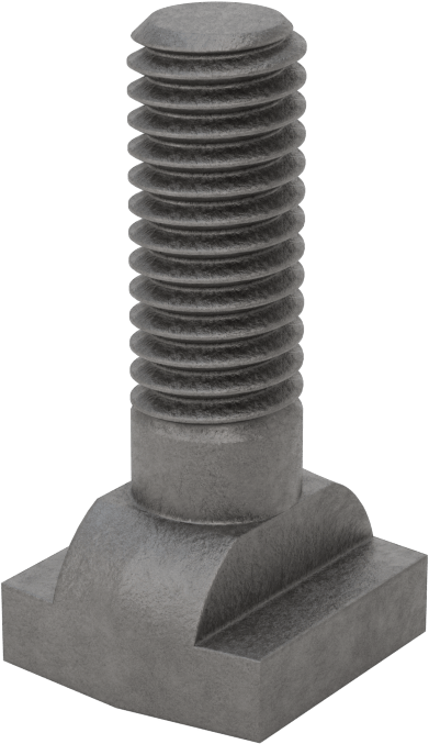 Çelik İşlenmiş Boyunlu T-Yivli Cıvata, 3/8" Geniş Yivli, 1-1/4" Uzunluk, 3/8"-16 Diş Boyutu