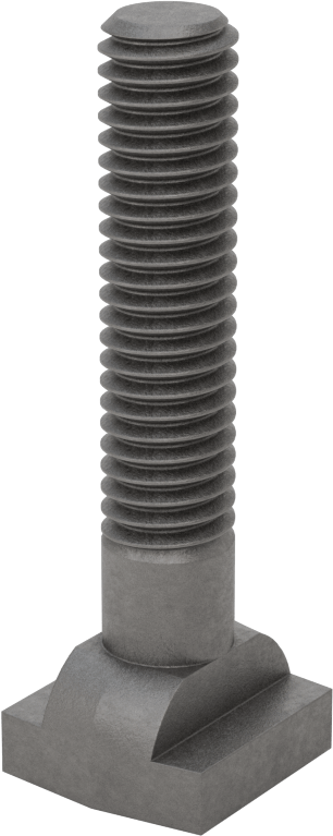 Çelik İşlenmiş Boyunlu T-Yivli Cıvata, 3/8" Geniş Yivli, 2" Uzunluk, 3/8"-16 Diş Boyutu