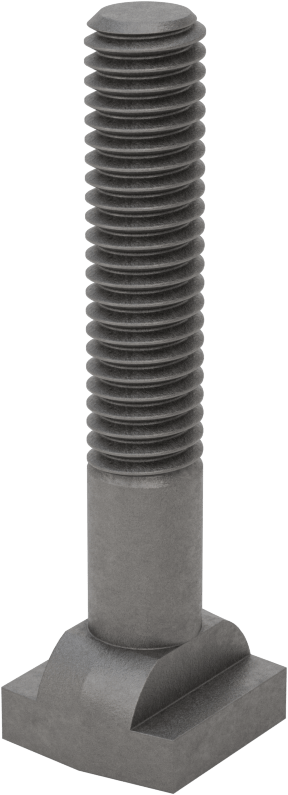 Çelik İşlenmiş Boyunlu T-Yivli Cıvata, 3/8" Geniş Yivli, 2-1/4" Uzunluk, 3/8"-16 Diş Boyutu
