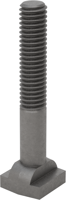 Çelik İşlenmiş Boyunlu T-Yivli Cıvata, 3/8" Geniş Yivli, 2-1/2" Uzunluk, 3/8"-16 Diş Boyutu