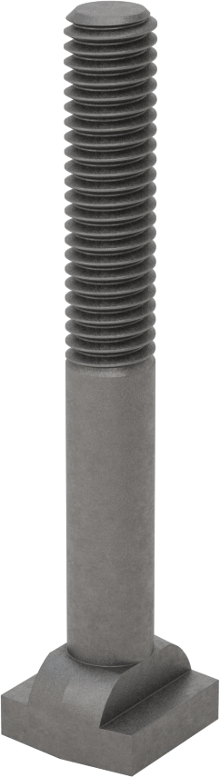 Çelik İşlenmiş Boyunlu T-Yivli Cıvata, 3/8" Geniş Yivli, 3" Uzunluk, 3/8"-16 Diş Boyutu